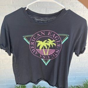 Black American eagle cropped tee